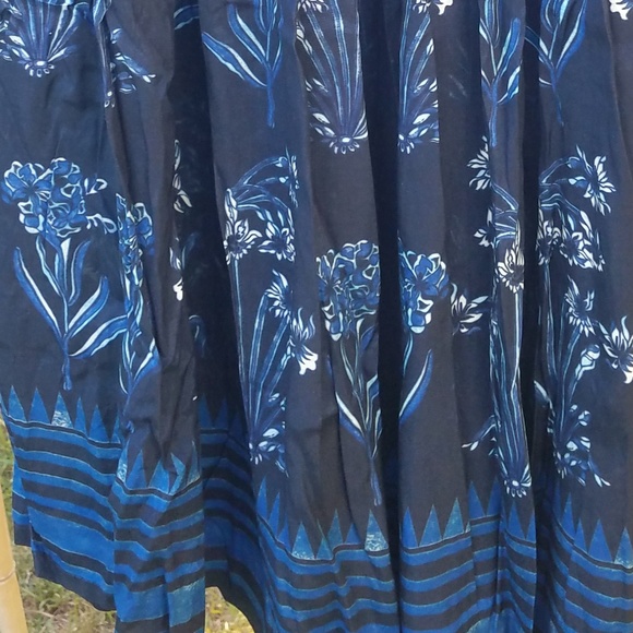 New Anthropologie Soare Skirt by Varun Nidhika Blue Floral Block Print Size M - Picture 5 of 5